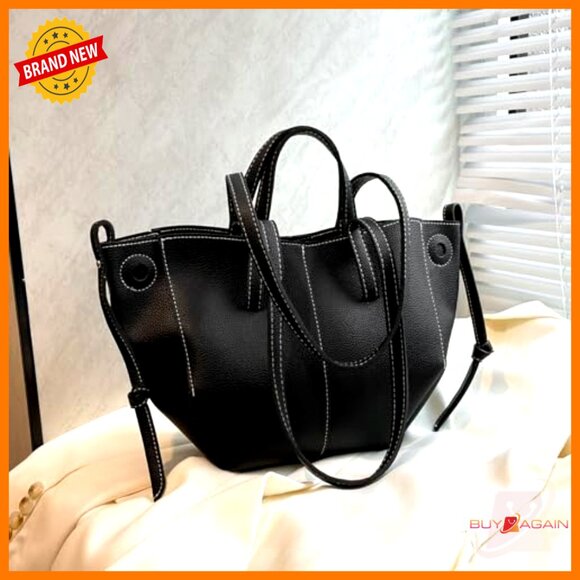 Large Vegan Leather Tote Bag with Quilted Pattern and Shoulder Strap - Picture 4 of 7